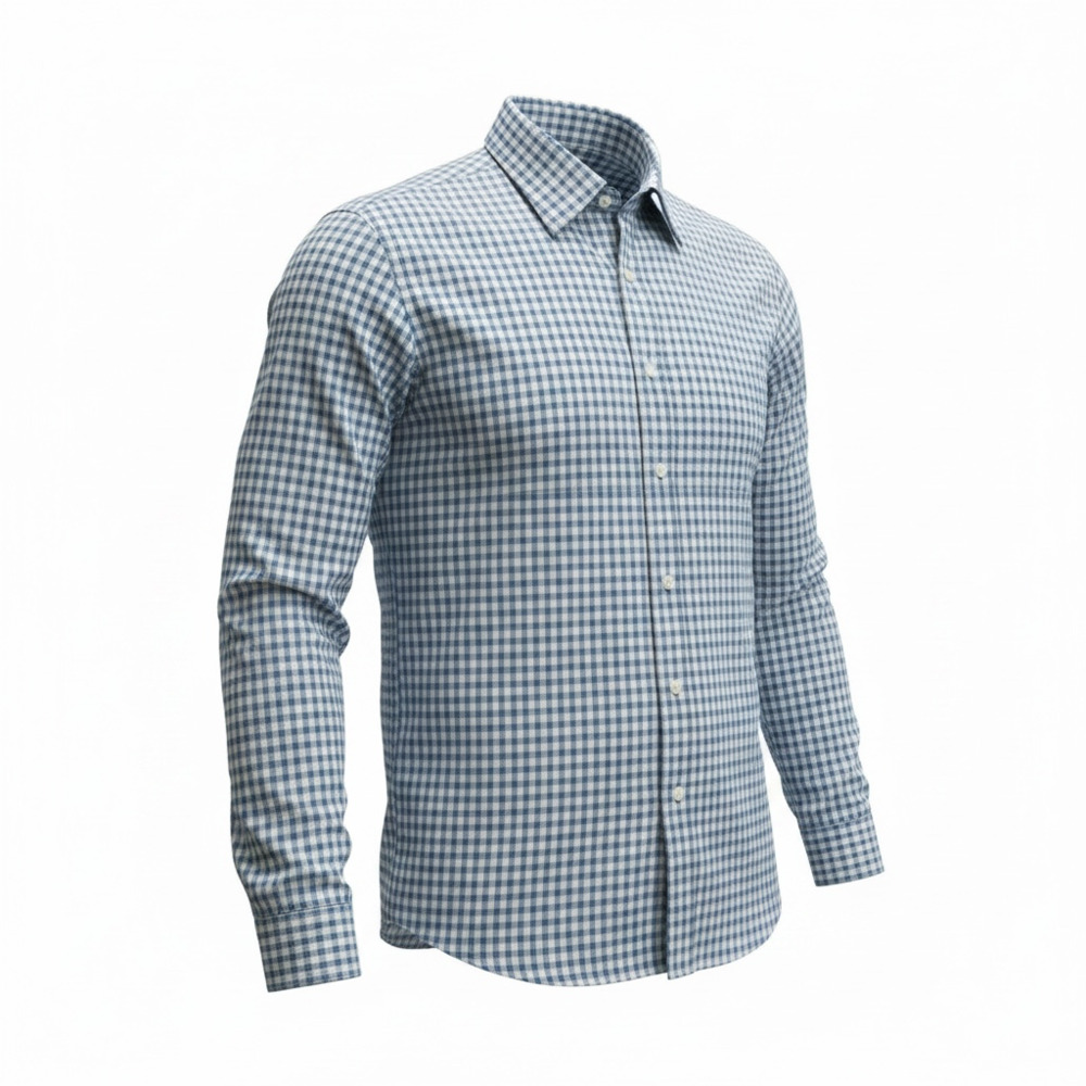 Nordstrom Rack Dress Shirt Men's 16 34-35 Blue White Plaid Gingham Check Non-Iro